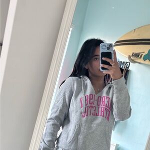 Aeropostale Gray and Pink Long Sleeve Hoodie